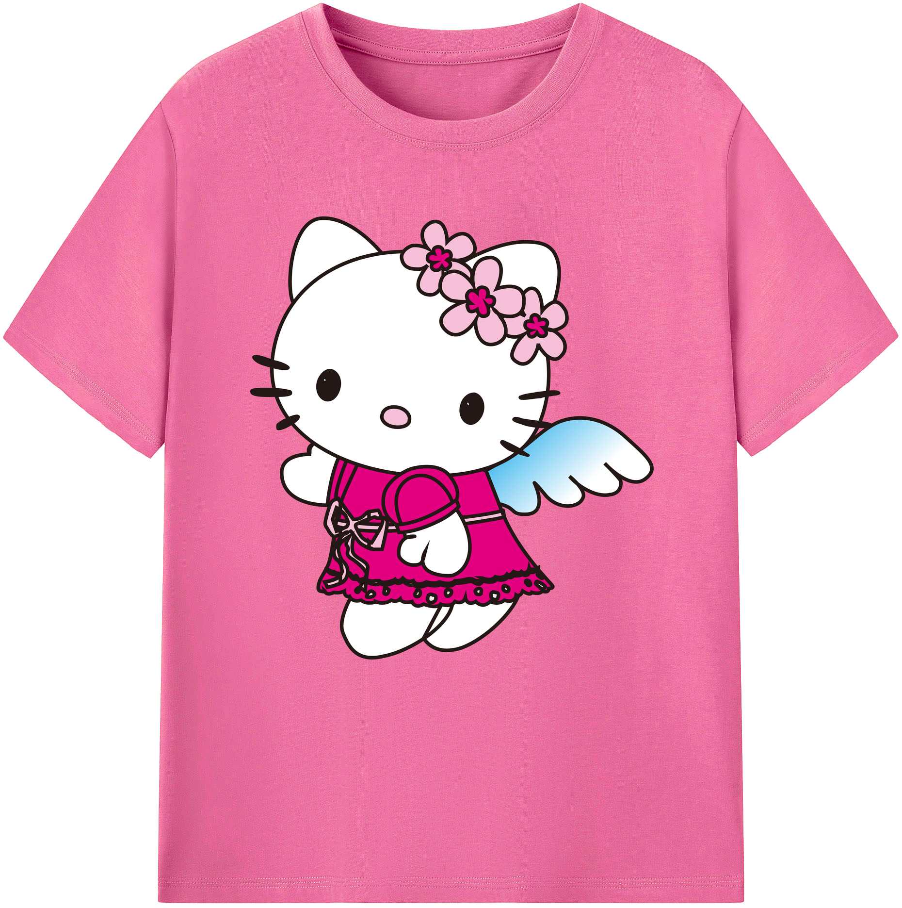 （画像用） Hello Kitty ハローキティ レディースカジュアルプリントTシャツ（綿100％）